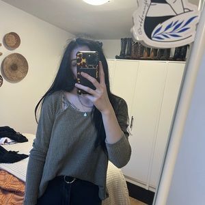 Free people waffle knit long sleeve top